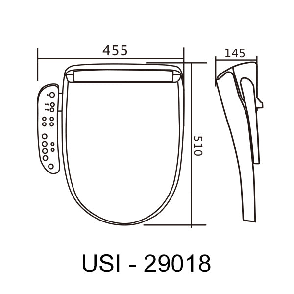 Advance Smart Bidet Seat with integrated control (Elongated)